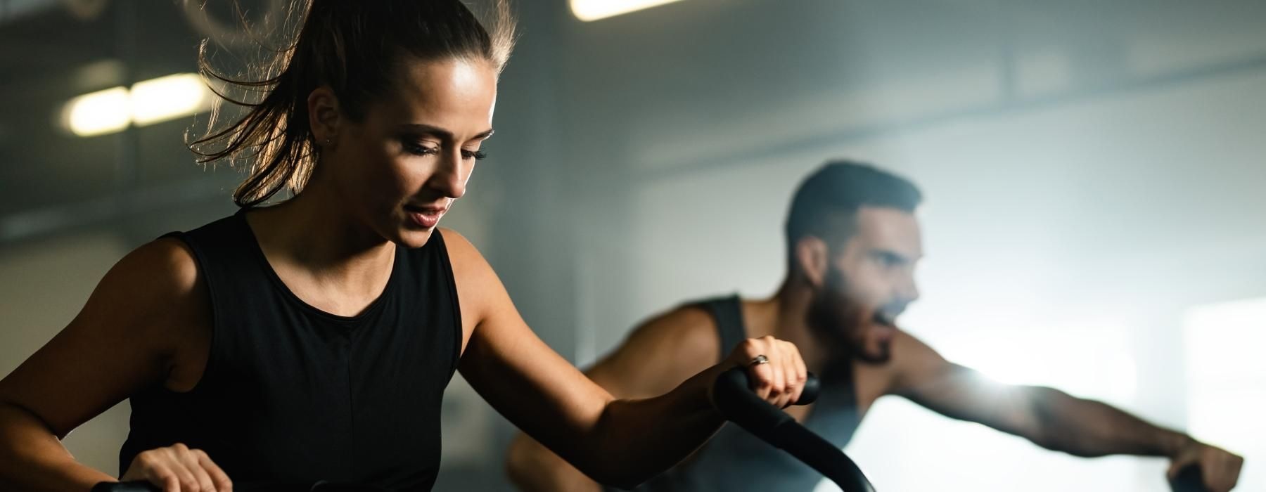 a person exercising in a gym