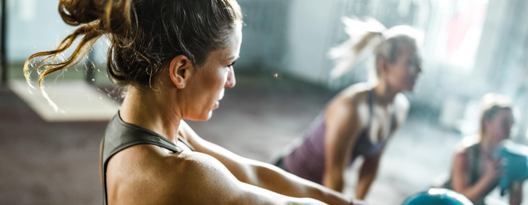 a woman lifting weights